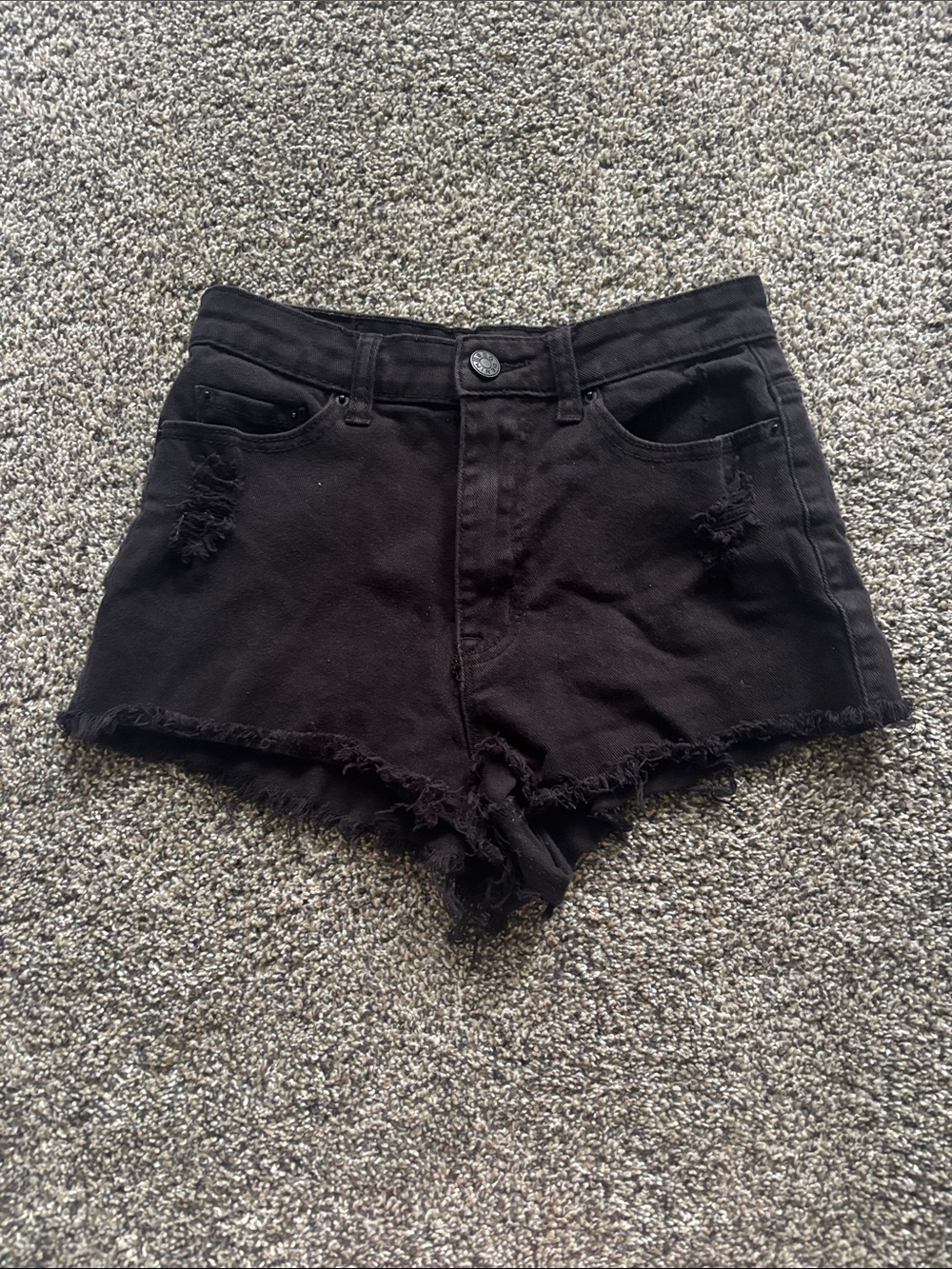 BDG Black Distressed Frayed Hem High-Rise Jean Shorts